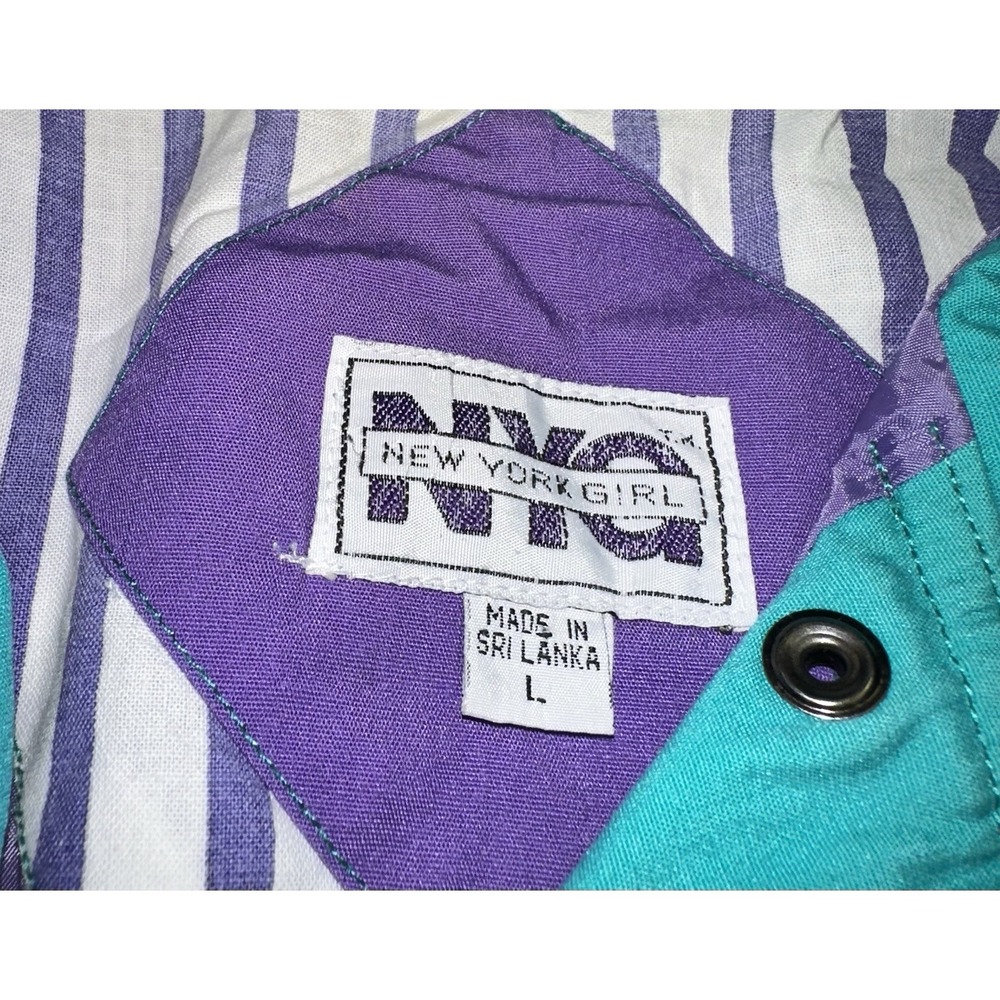VINTAGE New York Girl Ski Jacket Womens Large L Parka Button Purple Pink 90s - Picture 2 of 5